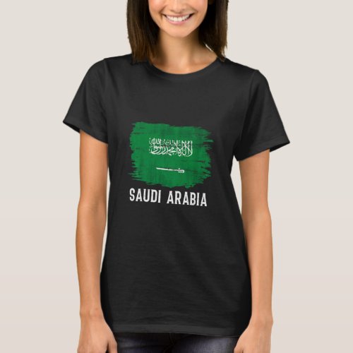 Vintage Saudi Arabia Flag For Saudi Arabian  T_Shirt