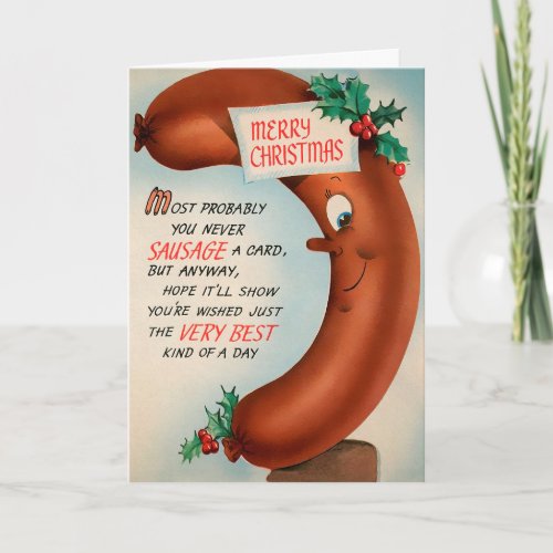 Vintage Sausage Christmas Card