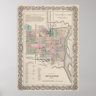 Savannah Map Posters & Prints | Zazzle