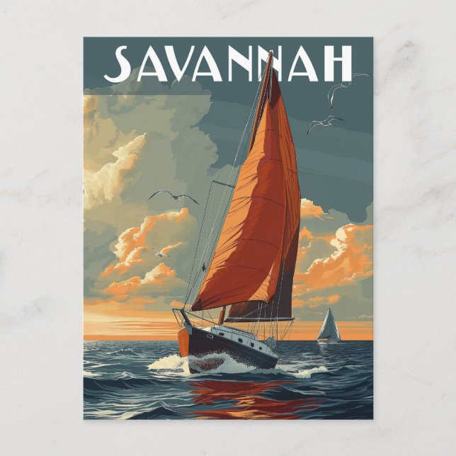 Vintage Savannah Travel Postcard (Front)