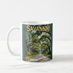 Vintage Savannah Van Gogh Style Oak Avenue Trees Coffee Mug