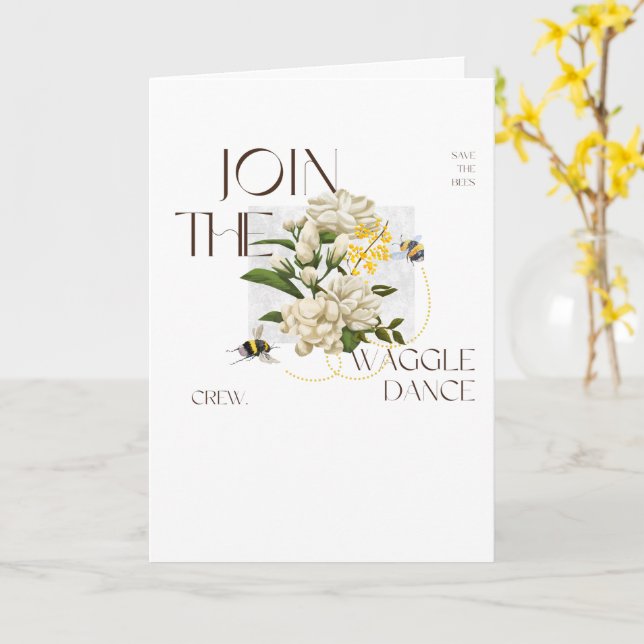 Vintage Save the Bees Waggle Dance Science teacher Card (Yellow Flower)