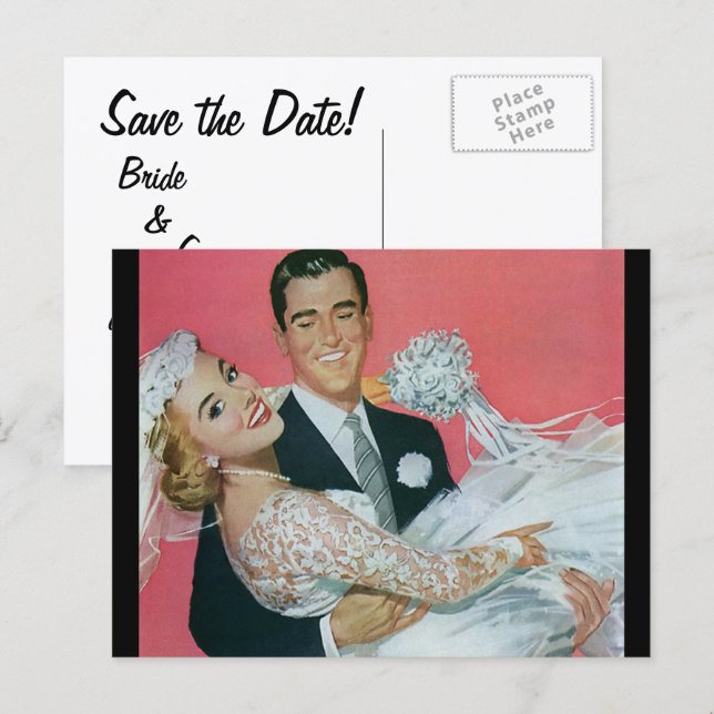 Vintage Save the Date! Announcement Postcard (Front/Back)