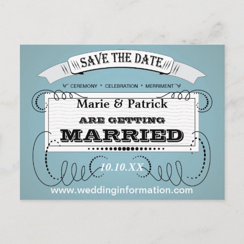 Vintage Save The Date Announcement Postcard