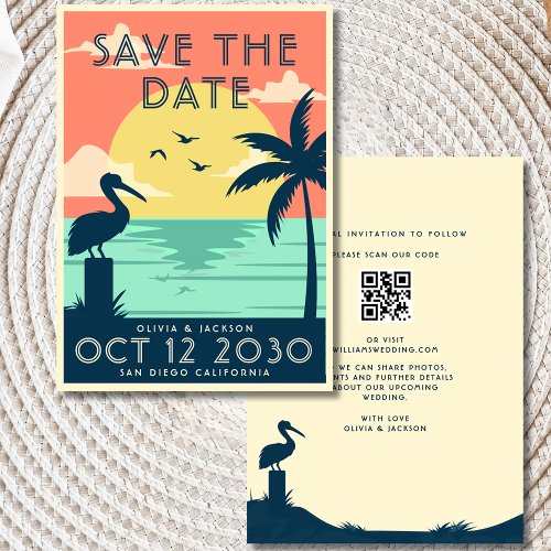 Vintage Save The Date Beach Destination Wedding Invitation