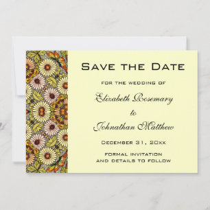 Vintage Save the Date Garden Flowers Butterflies