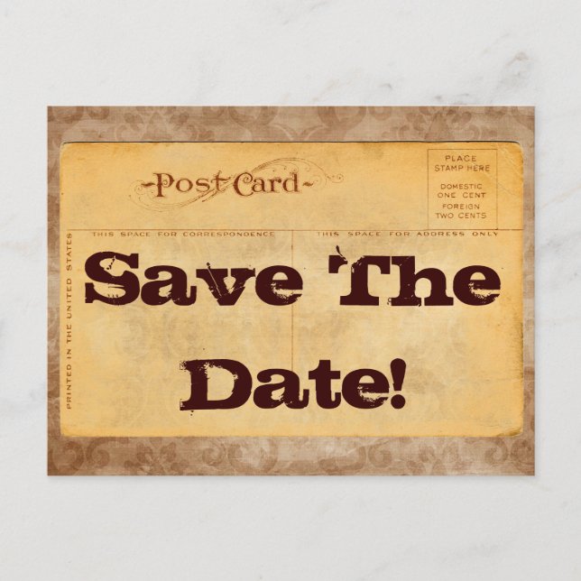Vintage Save The Date! Invitation Postcards (Front)