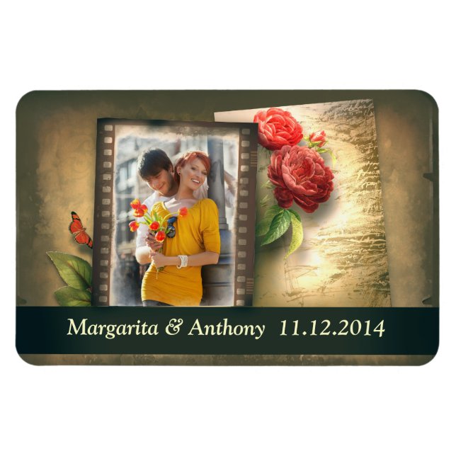 vintage save the date magnet with your photo (Horizontal)