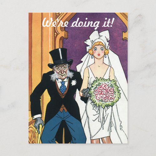 Vintage Save the Date May December Romance Announcement Postcard