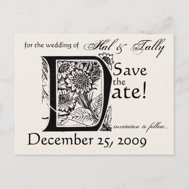 Vintage Save the Date Postcard (Front)