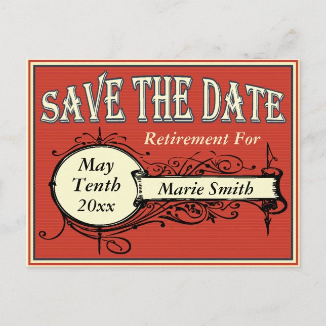 Vintage Save The Date Retirement Announcement Postcard (Front)