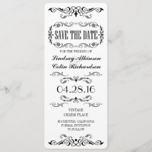 Vintage Save The Date Ticket Card