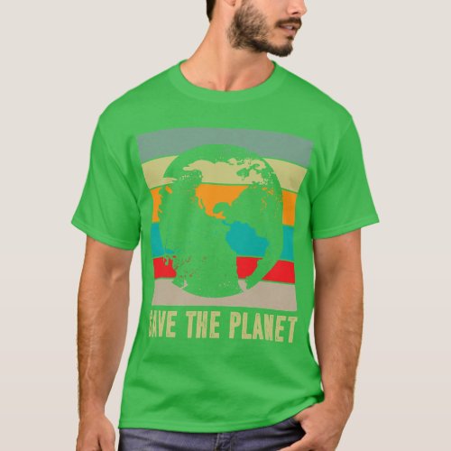 Vintage Save the Planet Design Earth Day Distress T_Shirt