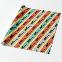 Vintage Saxophone Cool Jazz Pattern Striped Retro