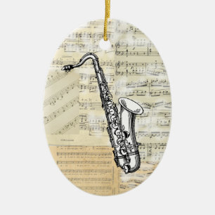 Vintage Saxophone Music Ornament
