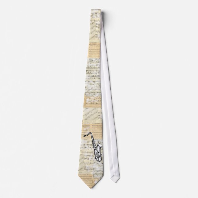 Vintage Saxophone Music Tie (Front)