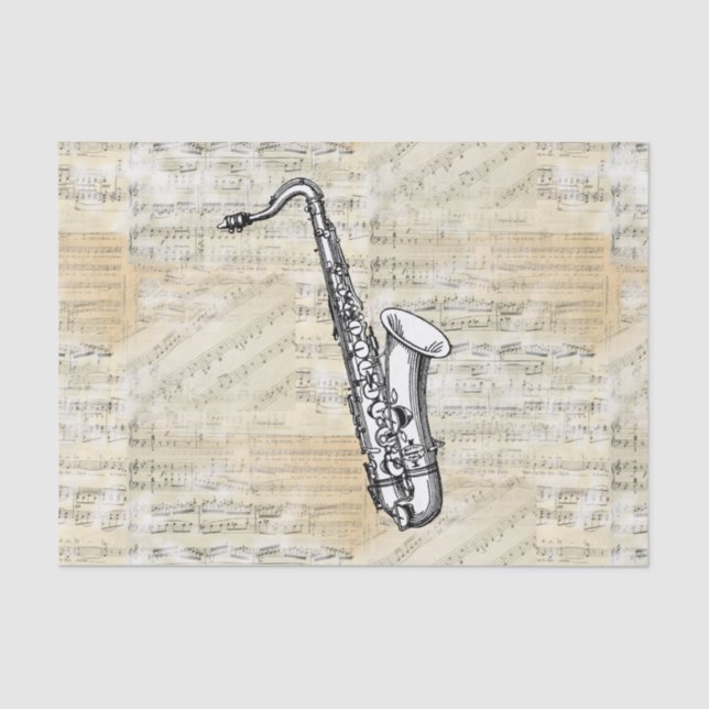Vintage Saxophone Sheet Music Tissue Paper (Front)