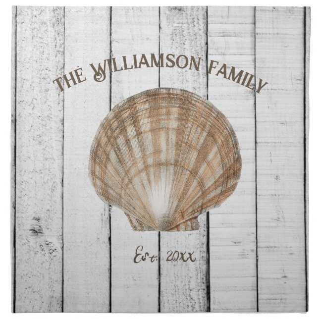 Vintage Scallop Shell Cloth Napkin (Front)