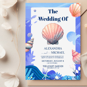 Vintage Scallop Single Seashell Wedding Invitation