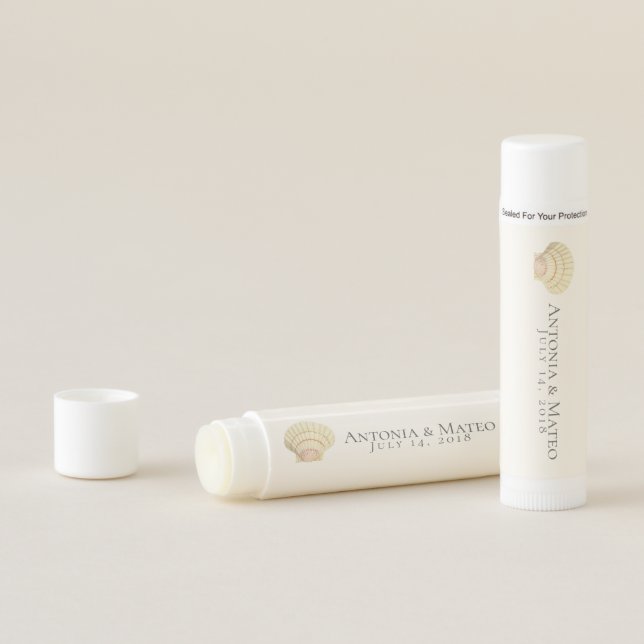 Vintage Scallop Single Seashell Wedding Lip Balm (In Situ)