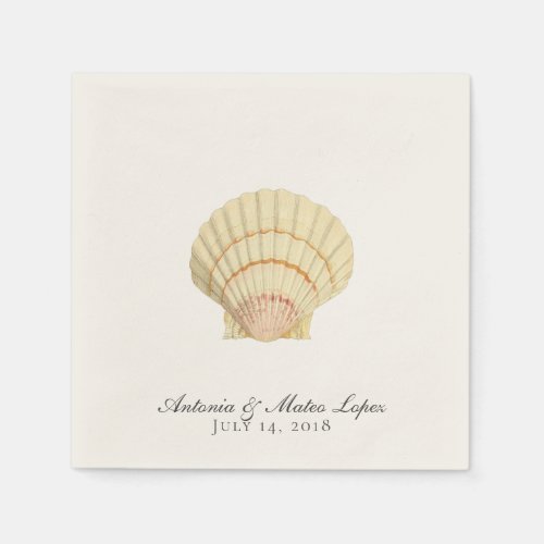 Vintage Scallop Single Seashell Wedding Napkins