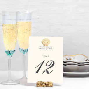 Vintage Scallop Single Seashell Wedding Table Number