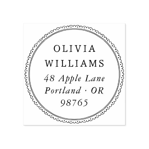 Vintage Scalloped Return Address Rubber Stamp