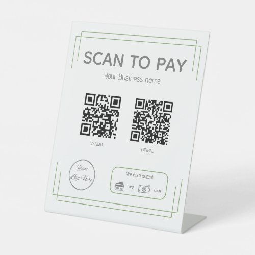 Vintage scan to payment  with 2 QR codes and logo Pedestal Sign