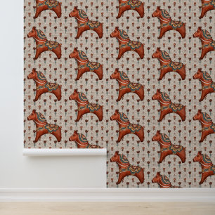 Vintage Scandinavia Folk Art Dala Horse Wallpaper