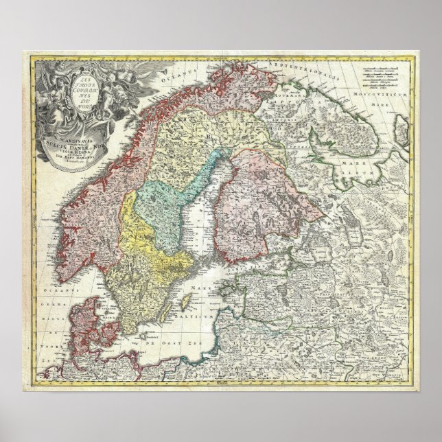 Vintage Scandinavia Map Poster (Front)