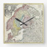 Vintage Scandinavia Map Square Wall Clock
