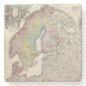 Vintage Scandinavia Map Stone Coaster