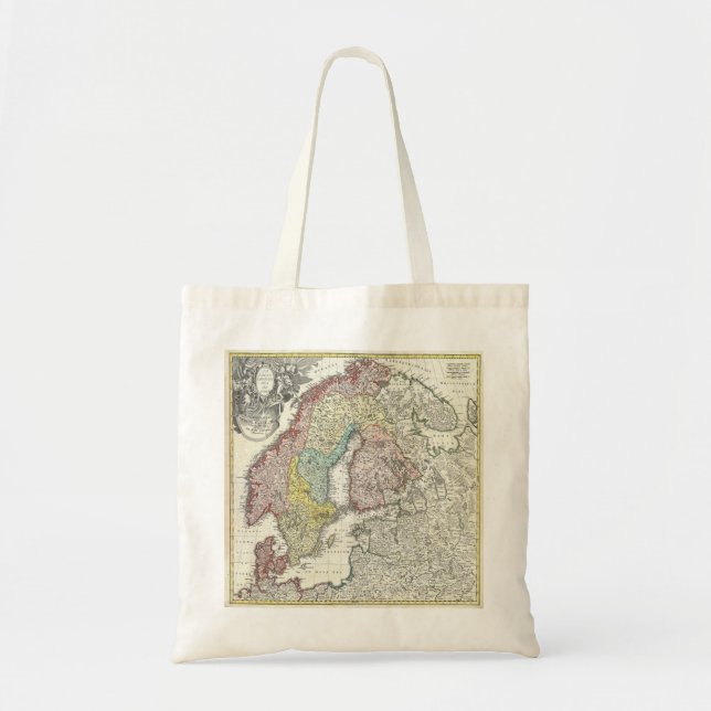 Vintage Scandinavia Map Tote Bag (Front)
