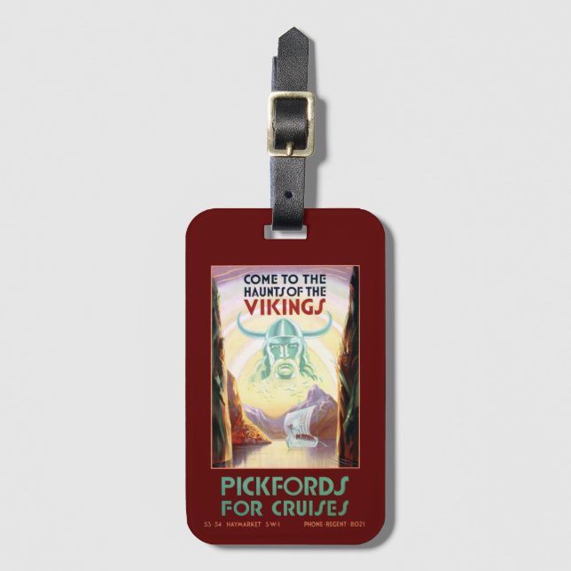 Vintage Scandinavia Vikings Cruise Travel Luggage Tag (Front Vertical)