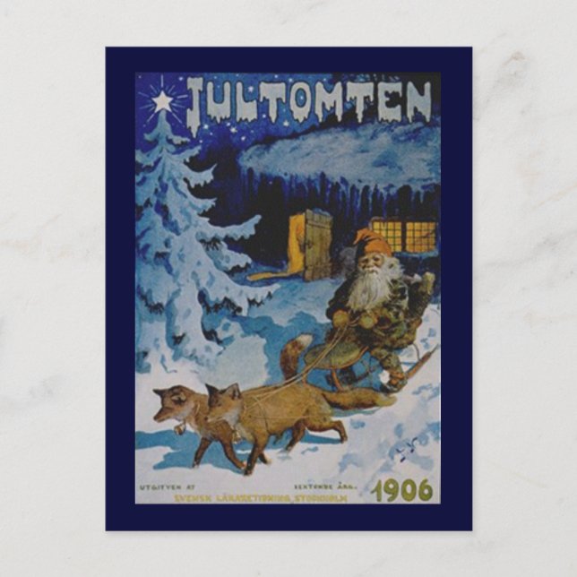 Vintage Scandinavian Christmas 1906 Holiday Postcard (Front)