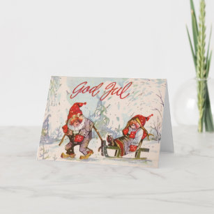 REF.45 Scandinavian-patterned Happy Holidays greeting card