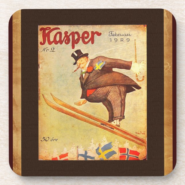 Vintage Scandinavian Cigar Ad Drink Coaster (Front)