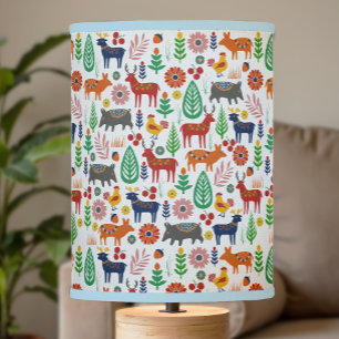 Vintage Scandinavian Folk Art Nordic Boho Pattern Lamp Shade