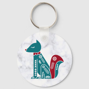 Vintage Scandinavian Squirrel on Marble Keychain