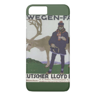 Vintage Scandinavian Travel to Norway Man Reindeer iPhone 8 Plus/7 Plus Case