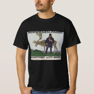 Vintage Scandinavian Travel to Norway Man Reindeer T-Shirt