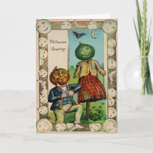 Vintage Scarecrow Witch Halloween Card