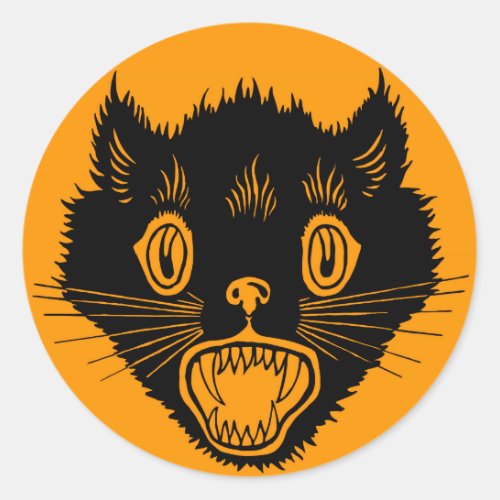 Vintage Scared Cat Halloween Sticker