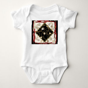 Vintage Scarf: Chain Clock Pattern Baby Bodysuit