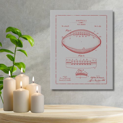 Vintage Scarlet and Gray Football Patent Print