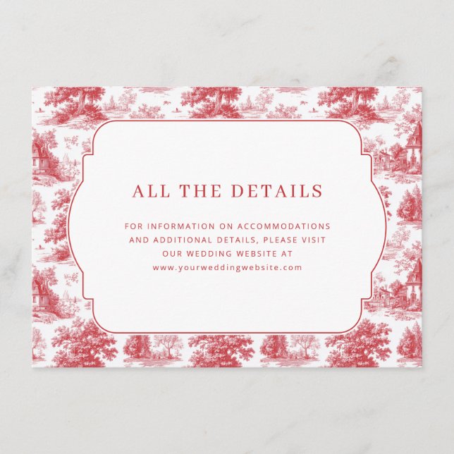 Vintage Scarlet Château Wedding Enclosure Card (Front)