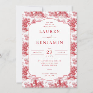 Vintage Scarlet Château Wedding Invitation