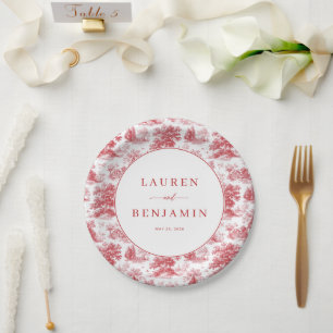 Vintage Scarlet Château Wedding Paper Plates