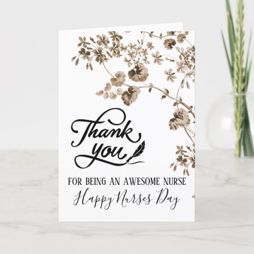 Vintage Scarlet Floral Happy Nurses Day   Card