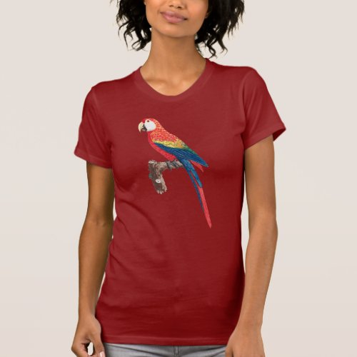 Vintage Scarlet Macaw Parrot Illustration T_Shirt